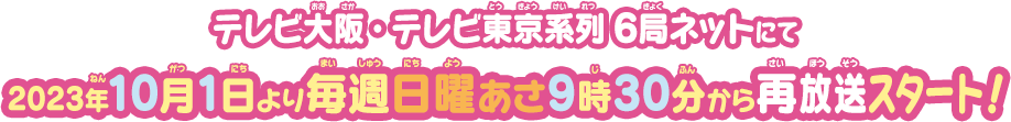 テレビ大阪・テレビ東京系列6局ネットにて10月2日より毎週日曜あさ9時45分から放送スタート！
